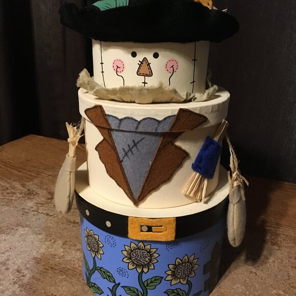 NESTING DOLL STACKING SCARECROW THANKSGIVING DECORATION 11" - Picture 1 of 10
